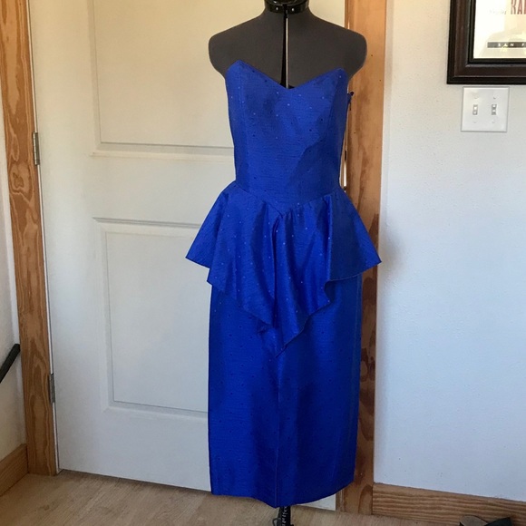 80’s strapless prom dress with peplum - Picture 1 of 1